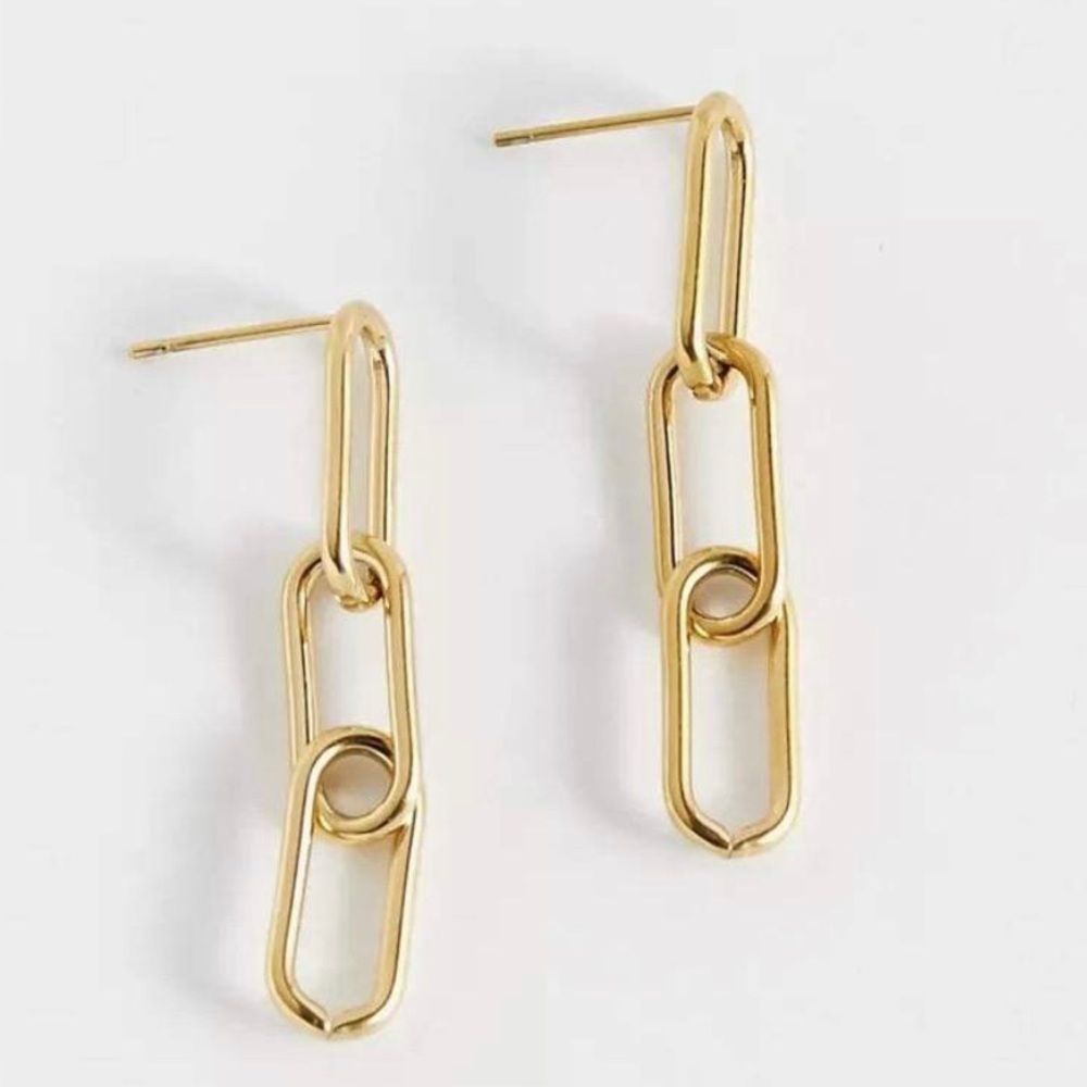 Gold tone chain link earrings